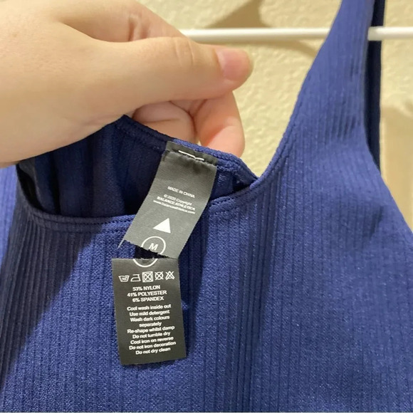BALANCE ATHLETICA Linear Navy Blue Ribbed Tank Dress Size Medium Athletic - Picture 5 of 6
